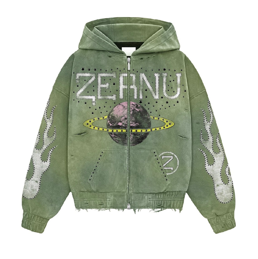 Sage Green Zernu Zip Up